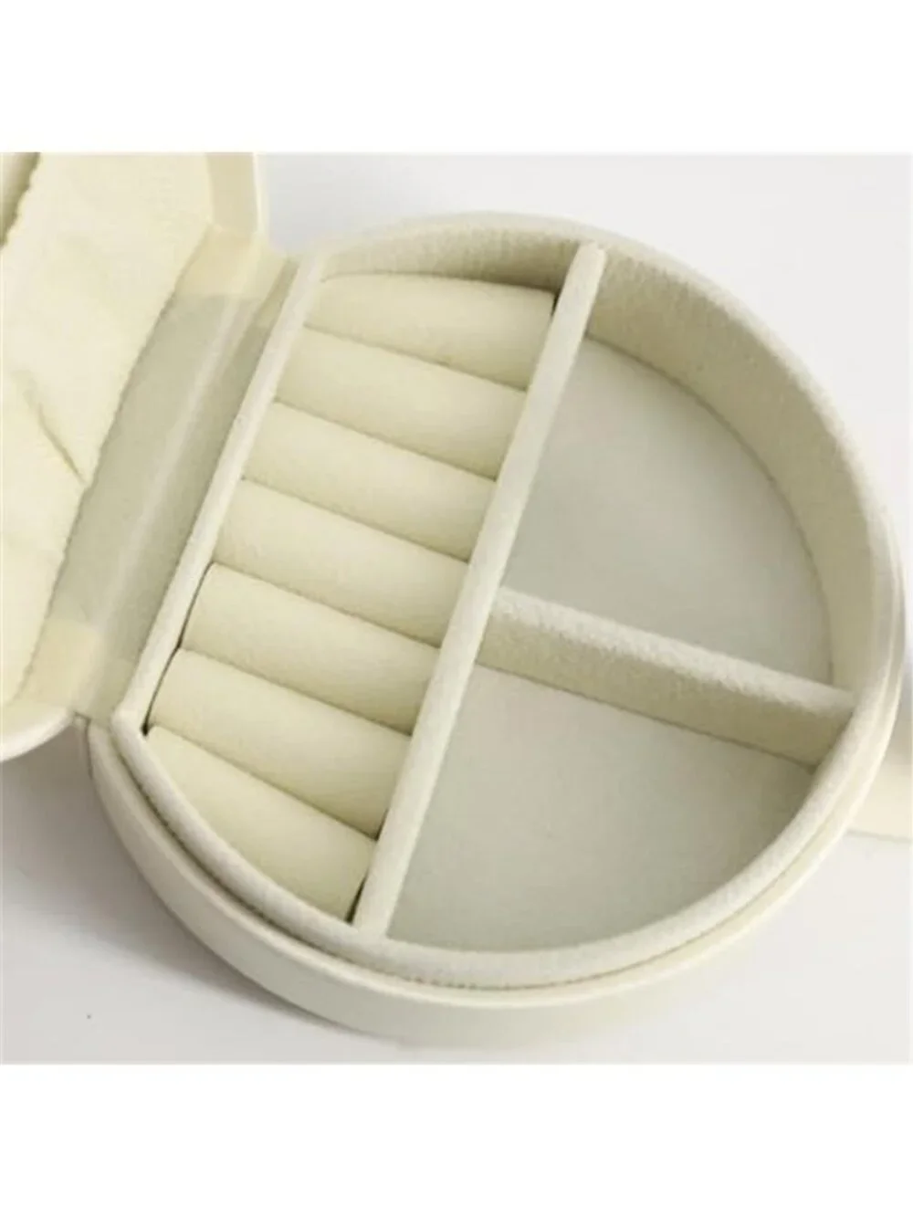White Half Moon Travel Jewelry Case Gold Monogram Letter T Organizer Clutch